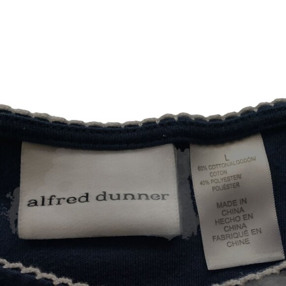 Alfred Dunner Blue Casual Top Shirt Embroidered Flowers Summer Casual Size Large - Picture 4 of 7